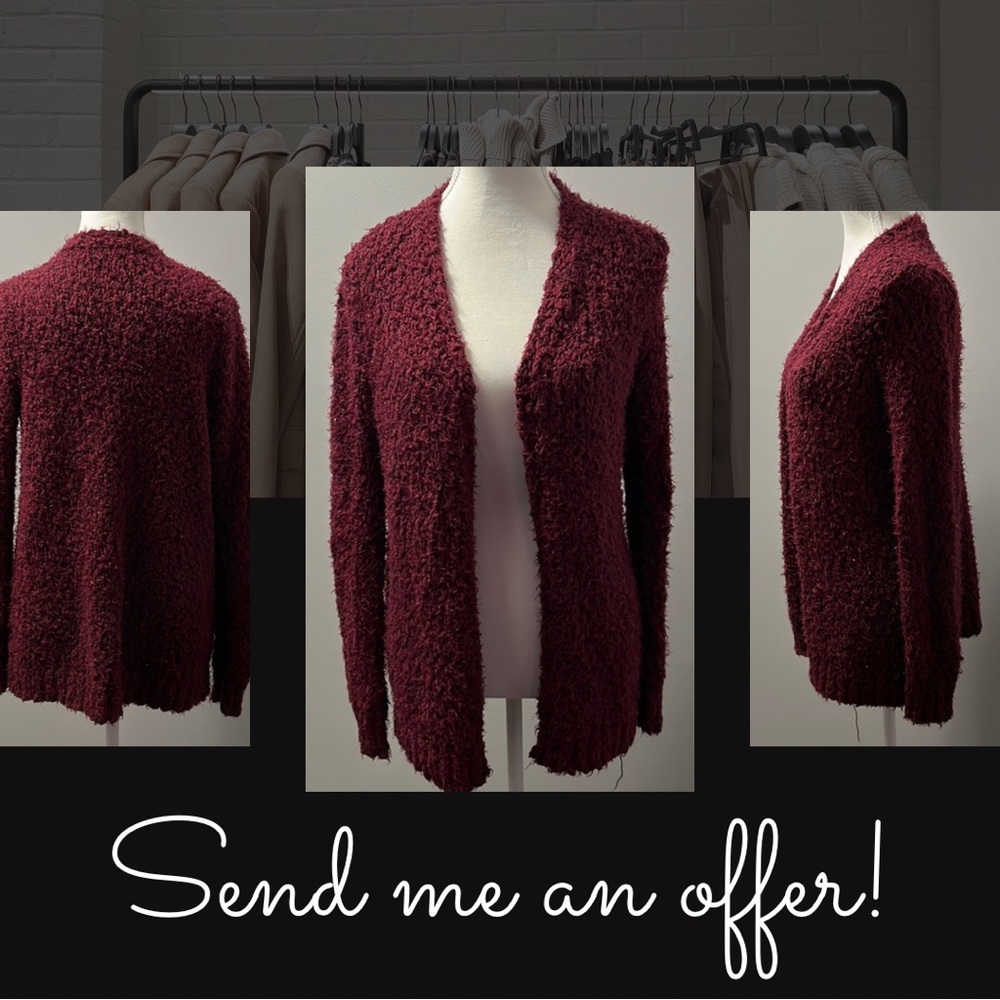 Woman’s Red and Black Fuzzy Cardigan